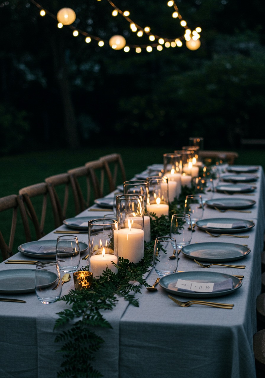 Balanced candle styling option for a wedding reception