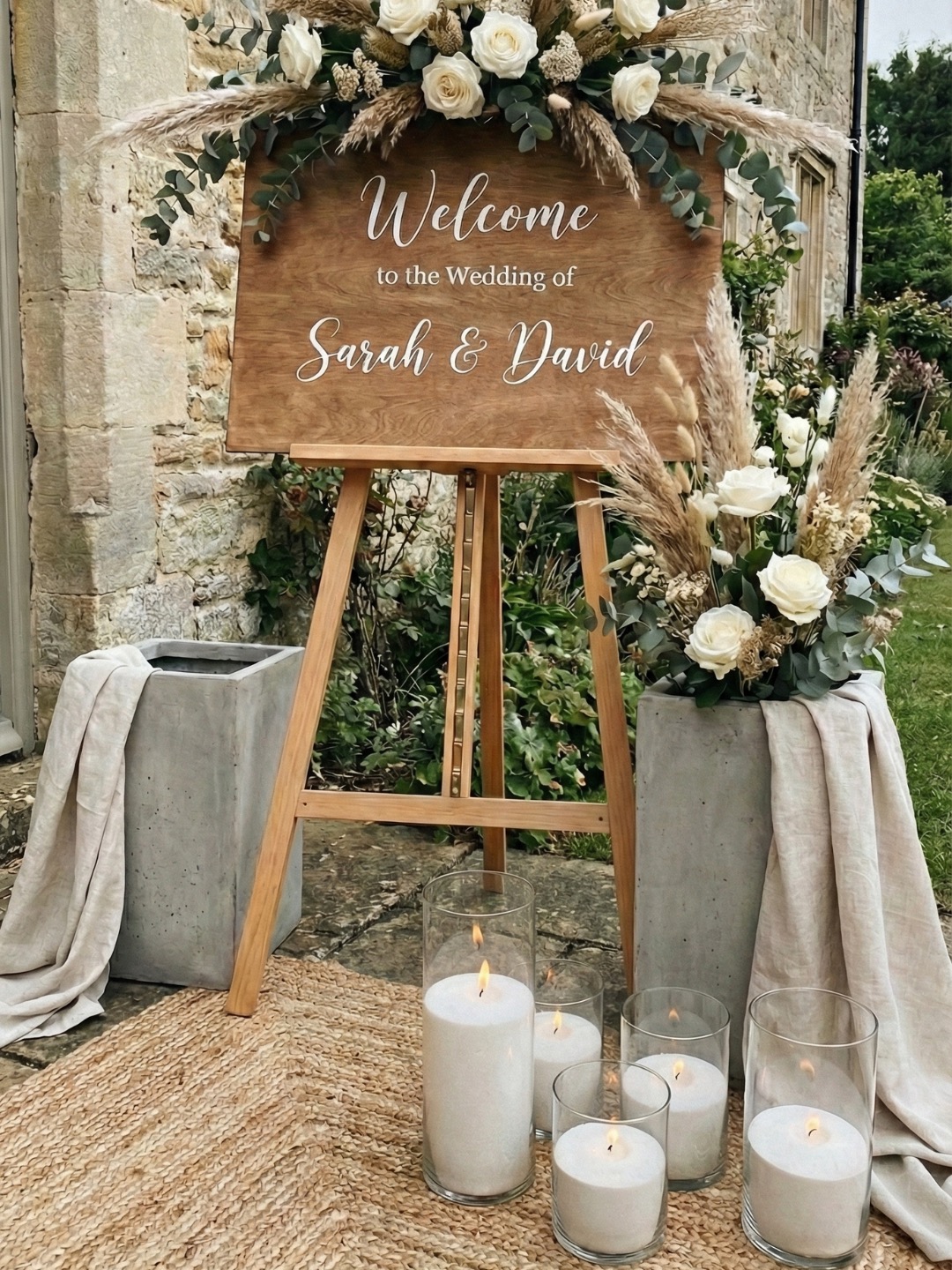 Clustered candles for a wedding tablescape