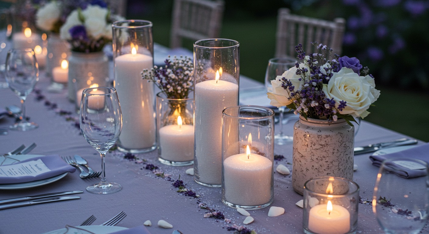 Coastal-boho styled table setting with Lustre Hire candles and natural decor