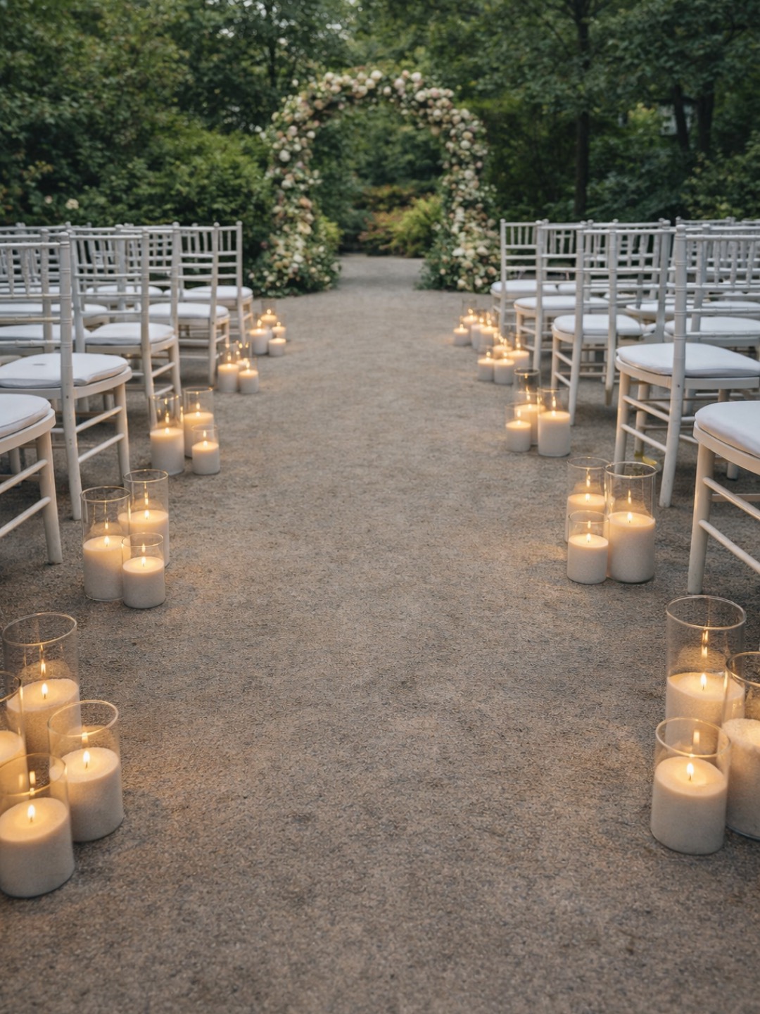 Reception styling with glowing glass candles