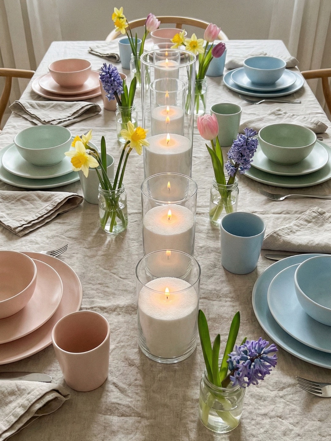 Sand wax candle styling for wedding centrepieces