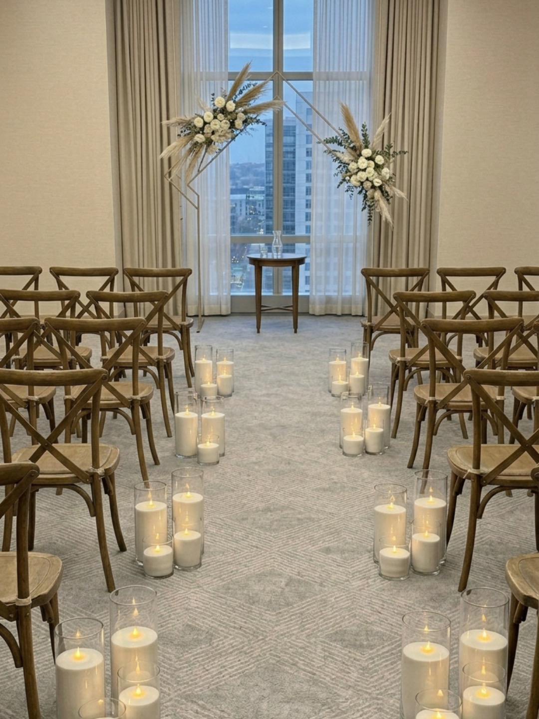 Sand wax candle styling for wedding centrepieces