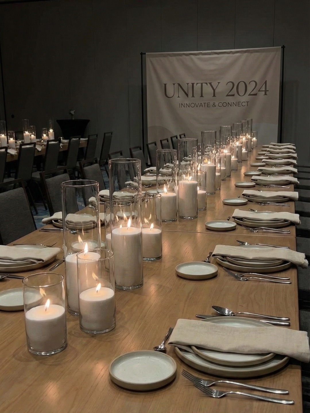 Sand wax candles arranged for wedding reception decor
