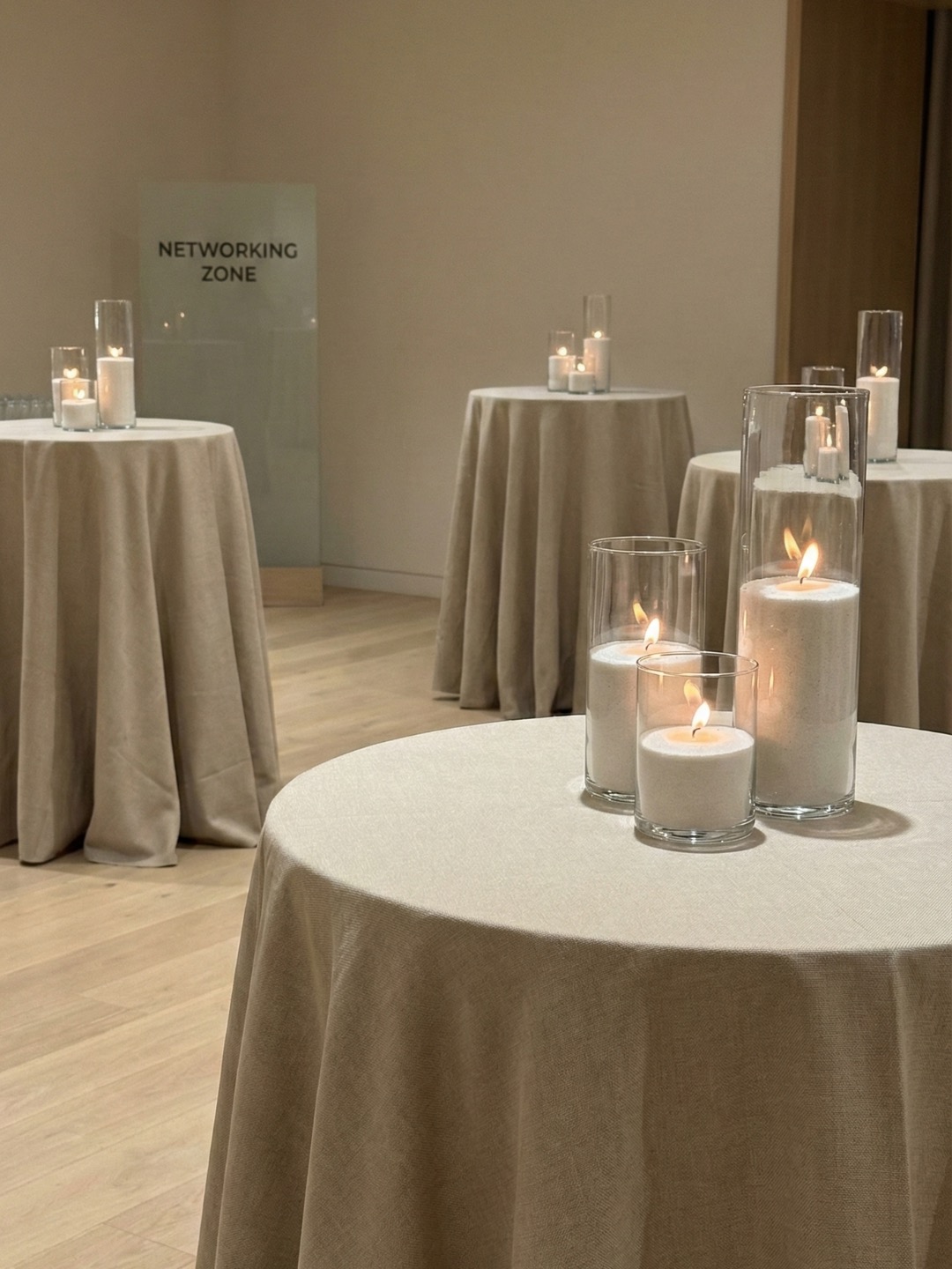 Wedding candles creating a warm reception glow