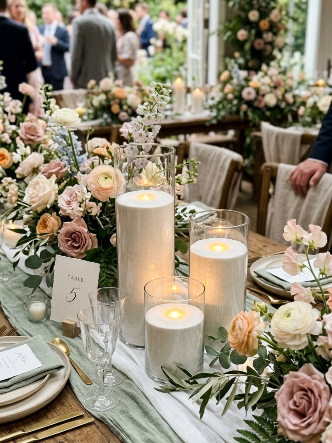 Wedding candles creating a warm reception glow
