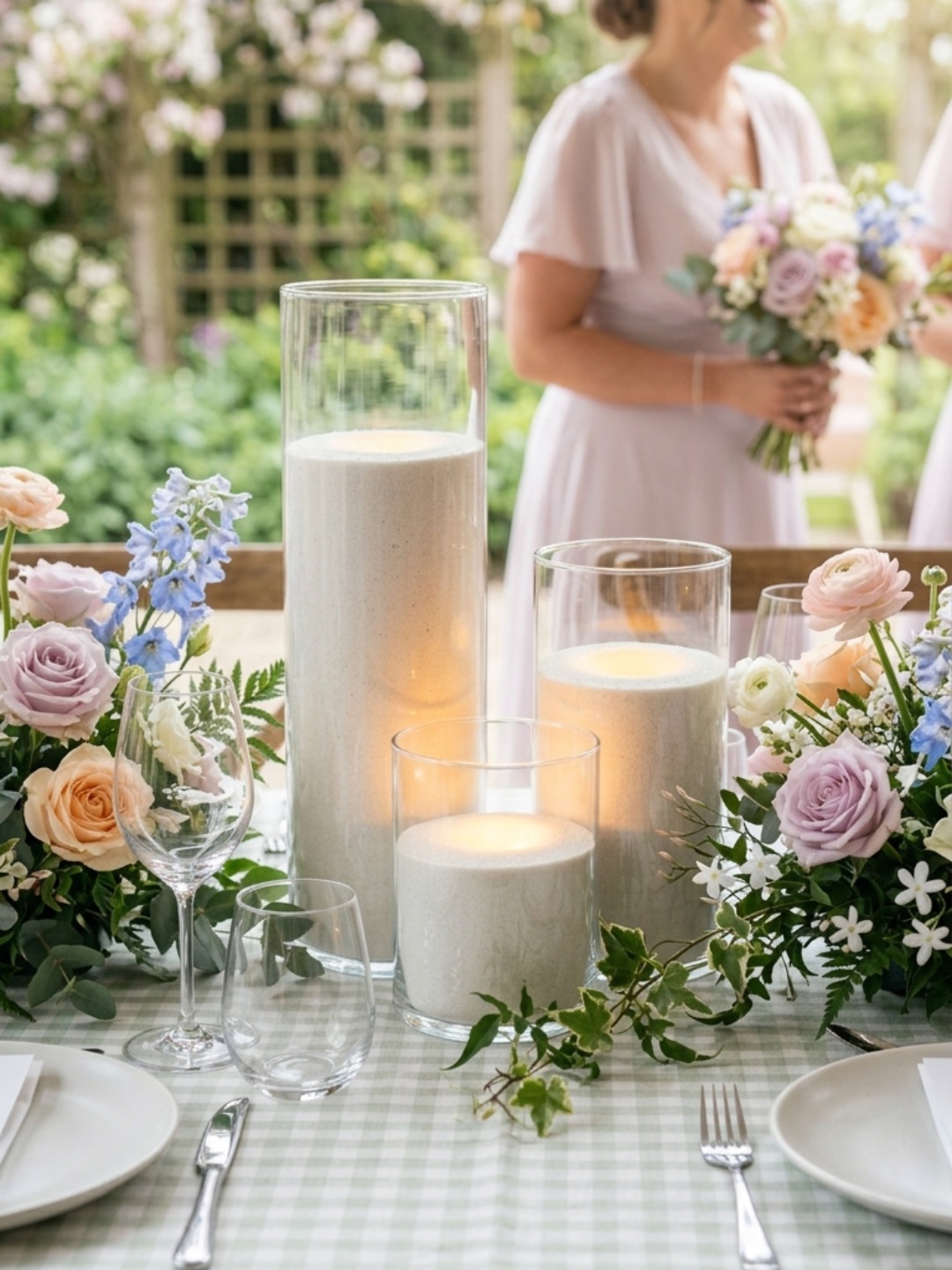 Wedding reception candle styling detail